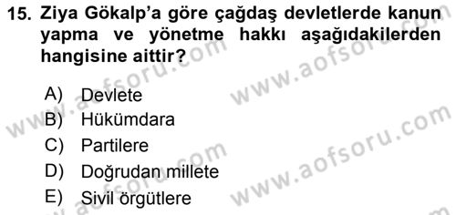 Türkiye´de Felsefenin Gelişimi 2 Dersi 2018 - 2019 Yılı (Final) Dönem Sonu Sınav Soruları 15. Soru