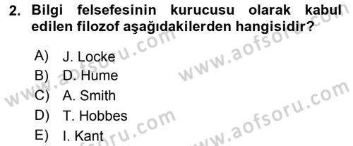 Türkiye´de Felsefenin Gelişimi 2 Dersi 2018 - 2019 Yılı (Final) Dönem Sonu Sınav Soruları 2. Soru