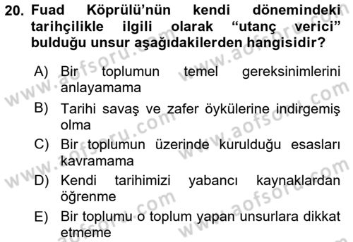 Türkiye´de Felsefenin Gelişimi 2 Dersi 2018 - 2019 Yılı (Final) Dönem Sonu Sınav Soruları 20. Soru