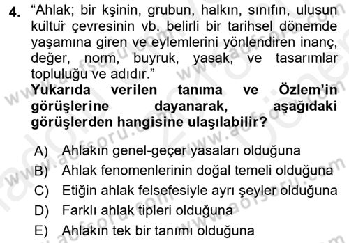Türkiye´de Felsefenin Gelişimi 2 Dersi 2018 - 2019 Yılı (Final) Dönem Sonu Sınav Soruları 4. Soru