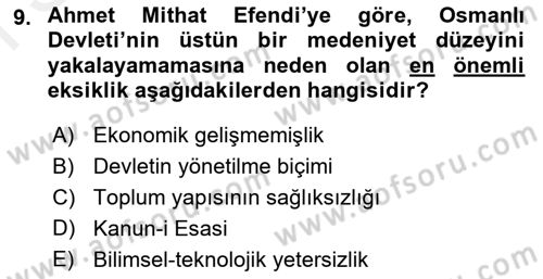 Türkiye´de Felsefenin Gelişimi 2 Dersi 2018 - 2019 Yılı (Final) Dönem Sonu Sınav Soruları 9. Soru