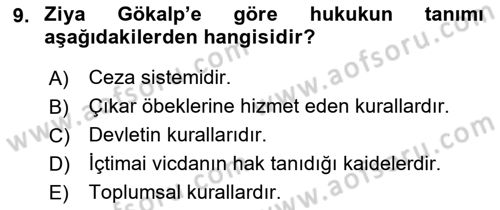 Türkiye´de Felsefenin Gelişimi 2 Dersi 2018 - 2019 Yılı Yaz Okulu Sınavı 9. Soru