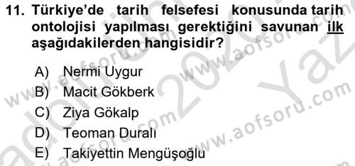 Türkiye´de Felsefenin Gelişimi 2 Dersi 2020 - 2021 Yılı Yaz Okulu Sınav Soruları 11. Soru