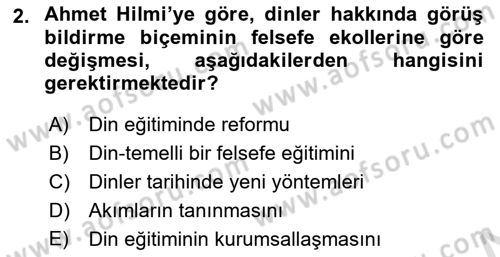 Türkiye´de Felsefenin Gelişimi 2 Dersi 2020 - 2021 Yılı Yaz Okulu Sınav Soruları 2. Soru