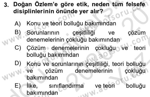 Türkiye´de Felsefenin Gelişimi 2 Dersi 2020 - 2021 Yılı Yaz Okulu Sınav Soruları 3. Soru