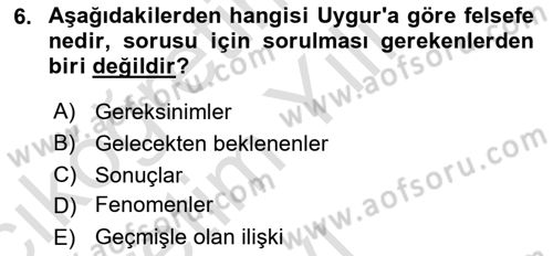 Türkiye´de Felsefenin Gelişimi 2 Dersi 2020 - 2021 Yılı Yaz Okulu Sınav Soruları 6. Soru