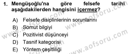 Türkiye´de Felsefenin Gelişimi 2 Dersi 2021 - 2022 Yılı (Vize) Ara Sınavı 1. Soru