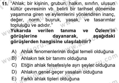 Türkiye´de Felsefenin Gelişimi 2 Dersi 2021 - 2022 Yılı (Vize) Ara Sınavı 11. Soru