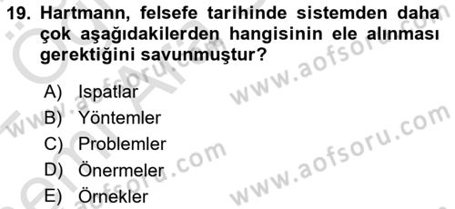 Türkiye´de Felsefenin Gelişimi 2 Dersi 2021 - 2022 Yılı (Vize) Ara Sınavı 19. Soru