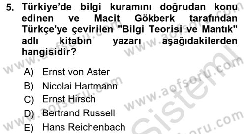 Türkiye´de Felsefenin Gelişimi 2 Dersi 2021 - 2022 Yılı (Vize) Ara Sınavı 5. Soru