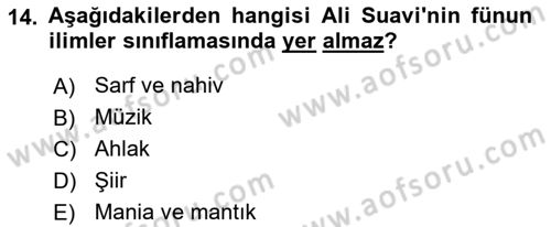 Türkiye´de Felsefenin Gelişimi 2 Dersi 2021 - 2022 Yılı Yaz Okulu Sınav Soruları 14. Soru