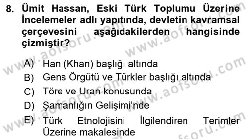 Türkiye´de Felsefenin Gelişimi 2 Dersi 2021 - 2022 Yılı Yaz Okulu Sınav Soruları 8. Soru