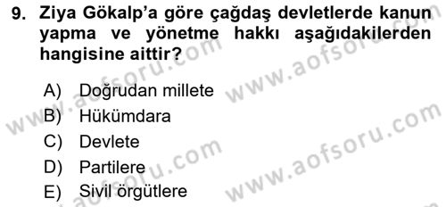 Türkiye´de Felsefenin Gelişimi 2 Dersi 2021 - 2022 Yılı Yaz Okulu Sınav Soruları 9. Soru