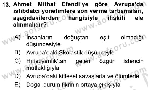 Türkiye´de Felsefenin Gelişimi 2 Dersi 2022 - 2023 Yılı Yaz Okulu Sınav Soruları 13. Soru