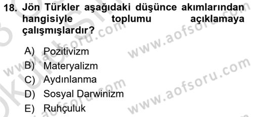 Türkiye´de Felsefenin Gelişimi 2 Dersi 2022 - 2023 Yılı Yaz Okulu Sınav Soruları 18. Soru