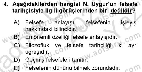 Türkiye´de Felsefenin Gelişimi 2 Dersi 2022 - 2023 Yılı Yaz Okulu Sınav Soruları 4. Soru