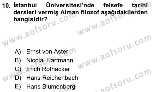 Türkiye´de Felsefenin Gelişimi 2 Dersi 2023 - 2024 Yılı (Vize) Ara Sınav Soruları 10. Soru