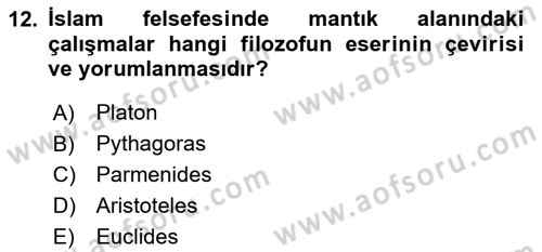 Türkiye´de Felsefenin Gelişimi 2 Dersi 2023 - 2024 Yılı (Vize) Ara Sınav Soruları 12. Soru