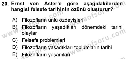Türkiye´de Felsefenin Gelişimi 2 Dersi 2023 - 2024 Yılı (Vize) Ara Sınav Soruları 20. Soru