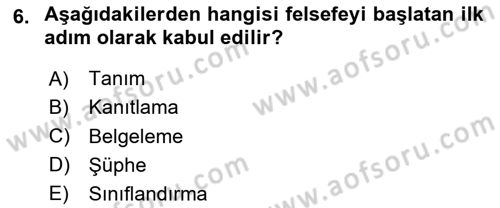 Türkiye´de Felsefenin Gelişimi 2 Dersi 2023 - 2024 Yılı (Vize) Ara Sınav Soruları 6. Soru