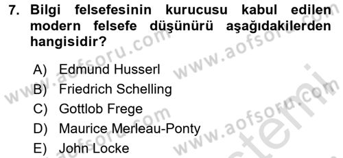 Türkiye´de Felsefenin Gelişimi 2 Dersi 2023 - 2024 Yılı (Vize) Ara Sınav Soruları 7. Soru