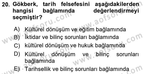 Türkiye´de Felsefenin Gelişimi 2 Dersi 2023 - 2024 Yılı (Final) Dönem Sonu Sınav Soruları 20. Soru