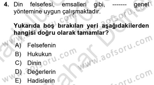 Türkiye´de Felsefenin Gelişimi 2 Dersi 2023 - 2024 Yılı (Final) Dönem Sonu Sınav Soruları 4. Soru