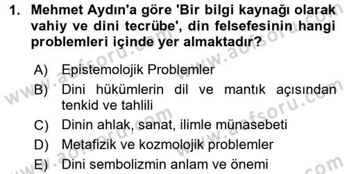 Türkiye´de Felsefenin Gelişimi 2 Dersi 2023 - 2024 Yılı Yaz Okulu Sınav Soruları 1. Soru