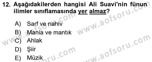 Türkiye´de Felsefenin Gelişimi 2 Dersi 2023 - 2024 Yılı Yaz Okulu Sınav Soruları 12. Soru