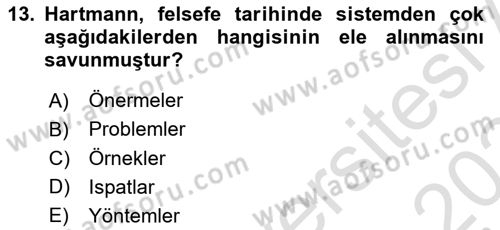 Türkiye´de Felsefenin Gelişimi 2 Dersi 2023 - 2024 Yılı Yaz Okulu Sınav Soruları 13. Soru