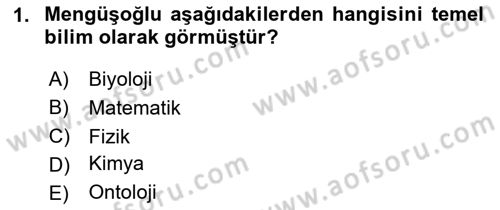 Türkiye´de Felsefenin Gelişimi 2 Dersi 2024 - 2025 Yılı (Vize) Ara Sınav Soruları 1. Soru