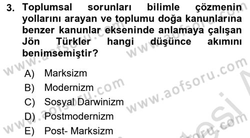 Türkiye´de Felsefenin Gelişimi 2 Dersi 2024 - 2025 Yılı (Vize) Ara Sınav Soruları 3. Soru