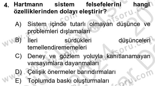 Türkiye´de Felsefenin Gelişimi 2 Dersi 2024 - 2025 Yılı (Vize) Ara Sınav Soruları 4. Soru