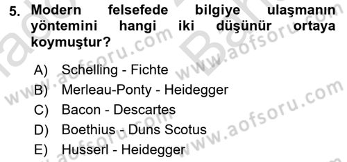 Türkiye´de Felsefenin Gelişimi 2 Dersi 2024 - 2025 Yılı (Vize) Ara Sınav Soruları 5. Soru