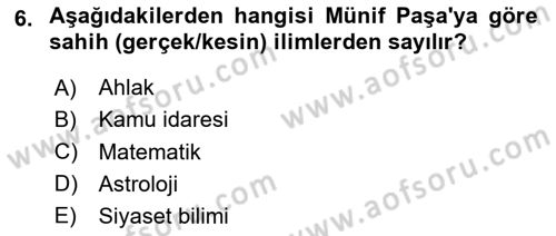Türkiye´de Felsefenin Gelişimi 2 Dersi 2024 - 2025 Yılı (Vize) Ara Sınav Soruları 6. Soru