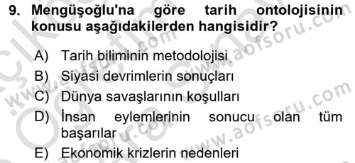 Türkiye´de Felsefenin Gelişimi 2 Dersi 2024 - 2025 Yılı (Vize) Ara Sınav Soruları 9. Soru