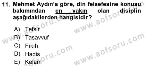 Türkiye´de Felsefenin Gelişimi 2 Dersi 2024 - 2025 Yılı Yaz Okulu Sınav Soruları 11. Soru