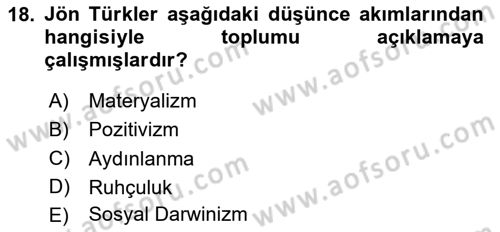 Türkiye´de Felsefenin Gelişimi 2 Dersi 2024 - 2025 Yılı Yaz Okulu Sınav Soruları 18. Soru