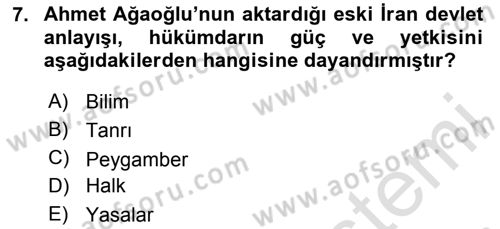 Türkiye´de Felsefenin Gelişimi 2 Dersi 2024 - 2025 Yılı Yaz Okulu Sınav Soruları 7. Soru