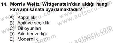 Estetik ve Sanat Felsefesi Dersi 2012 - 2013 Yılı (Vize) Ara Sınav Soruları 14. Soru