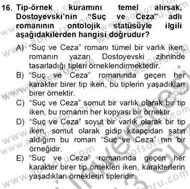 Estetik ve Sanat Felsefesi Dersi 2012 - 2013 Yılı (Vize) Ara Sınav Soruları 16. Soru