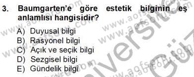 Estetik ve Sanat Felsefesi Dersi 2012 - 2013 Yılı (Vize) Ara Sınav Soruları 3. Soru