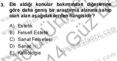 Estetik ve Sanat Felsefesi Dersi 2013 - 2014 Yılı (Vize) Ara Sınav Soruları 3. Soru