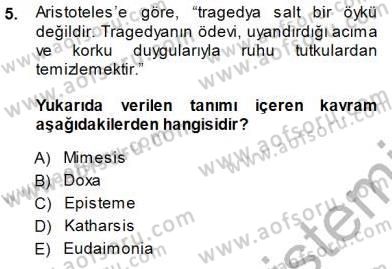 Estetik ve Sanat Felsefesi Dersi 2013 - 2014 Yılı (Final) Dönem Sonu Sınav Soruları 5. Soru