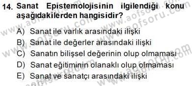 Estetik ve Sanat Felsefesi Dersi 2014 - 2015 Yılı (Vize) Ara Sınav Soruları 14. Soru