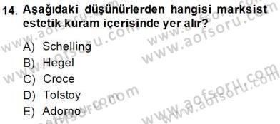 Estetik ve Sanat Felsefesi Dersi 2014 - 2015 Yılı (Final) Dönem Sonu Sınav Soruları 14. Soru