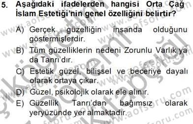 Estetik ve Sanat Felsefesi Dersi 2014 - 2015 Yılı (Final) Dönem Sonu Sınav Soruları 5. Soru