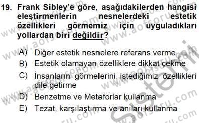 Estetik ve Sanat Felsefesi Dersi 2015 - 2016 Yılı (Vize) Ara Sınav Soruları 19. Soru