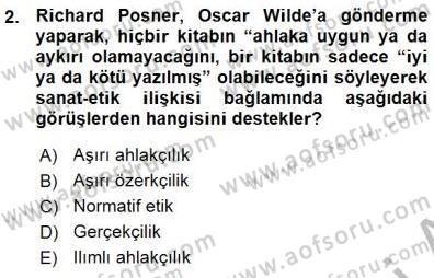 Estetik ve Sanat Felsefesi Dersi 2015 - 2016 Yılı (Vize) Ara Sınav Soruları 2. Soru