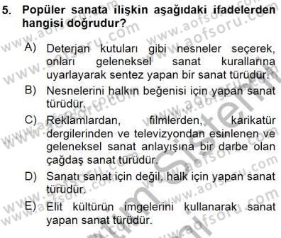 Estetik ve Sanat Felsefesi Dersi 2015 - 2016 Yılı (Vize) Ara Sınav Soruları 5. Soru